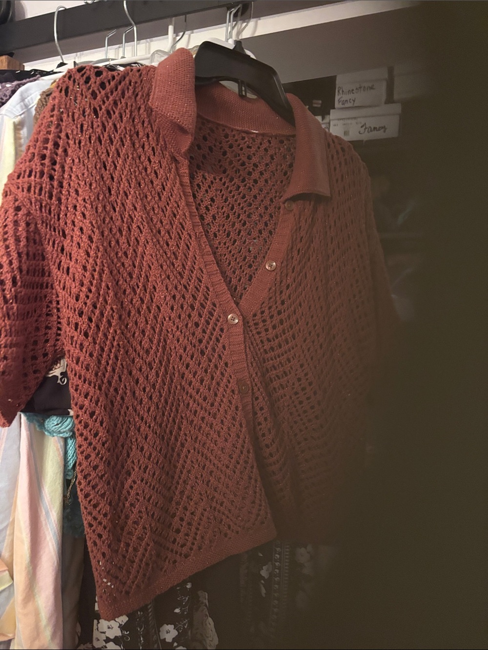 shimmer crochet top large